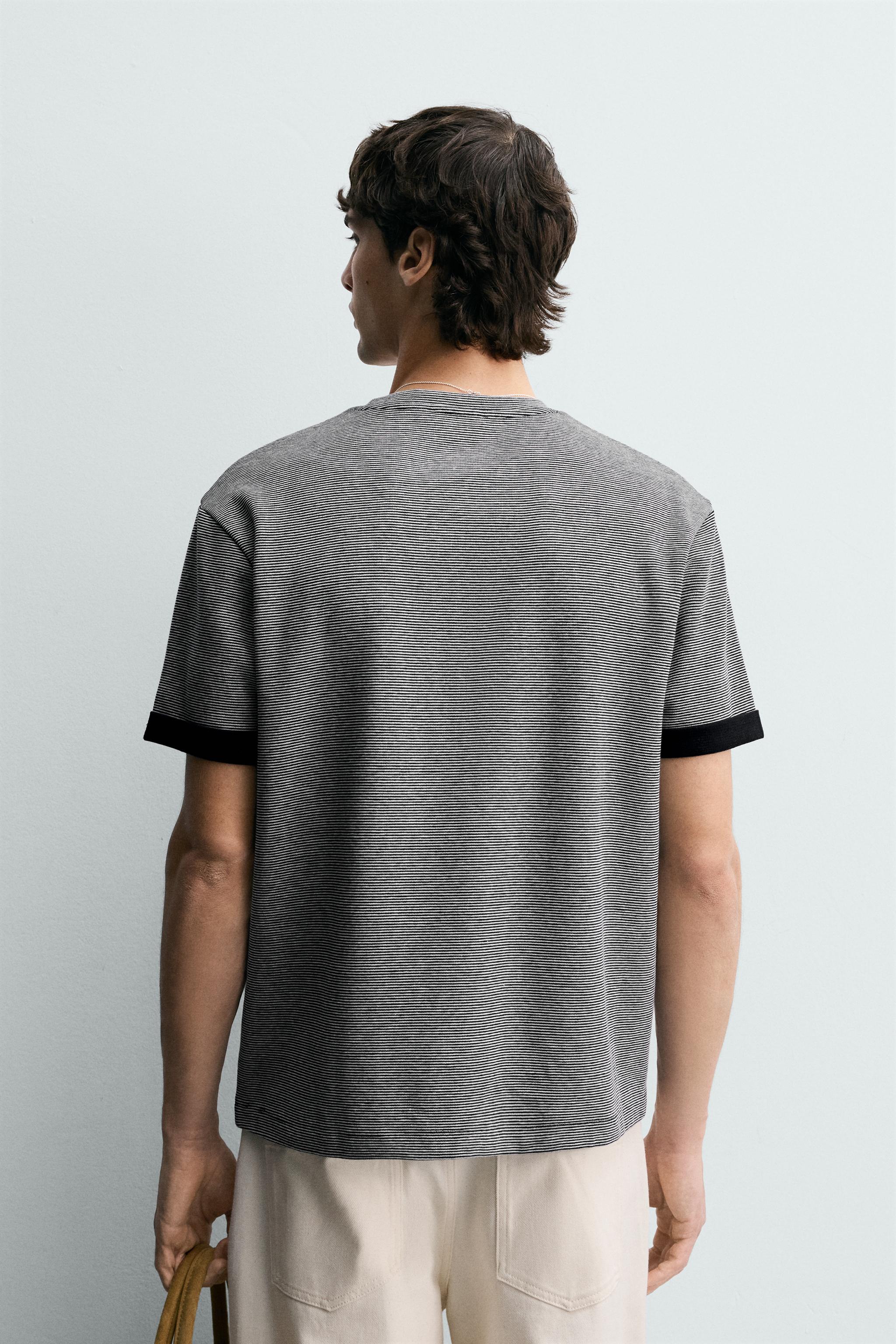 CONTRAST STRIPED JACQUARD T-SHIRT